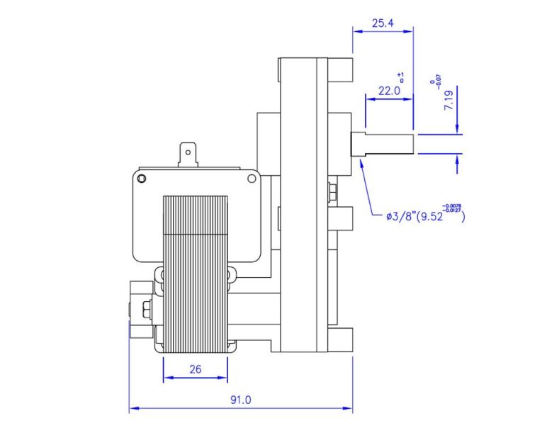 MOTORIDUTTORE MELLOR mod. FB1192 albero diametro 9,5mm RPM 1,26 giri/minuto