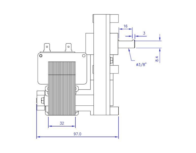 MOTORIDUTTORE MELLOR mod. FB1218 albero diametro 9,5mm RPM 3,0 giri/minuto