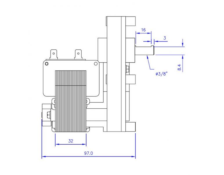 MOTORIDUTTORE MELLOR mod. FB1263 albero diametro 9,5mm RPM 3,30 giri/minuto