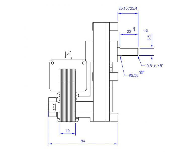 MOTORIDUTTORE MELLOR mod. FB1330 albero diametro 9,5mm RPM 1,00 giri/minuto