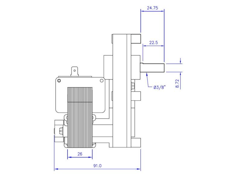 MOTORIDUTTORE MELLOR mod. FB1397 albero diametro 9,5 RPM 2,0 giri/minuto