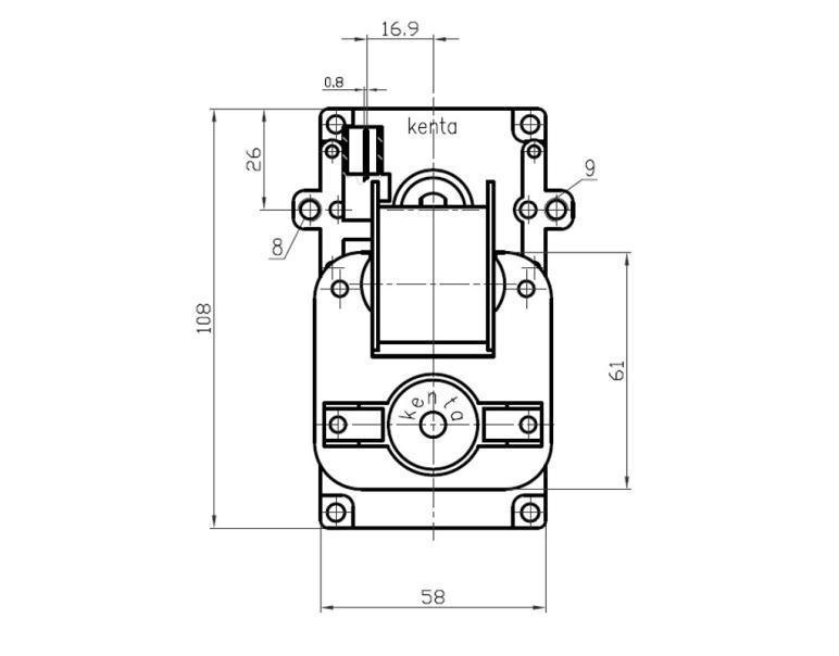 MOTORIDUTTORE KENTA mod. K9115005 albero diametro 8,5mm RPM 1,5 giri/minuto