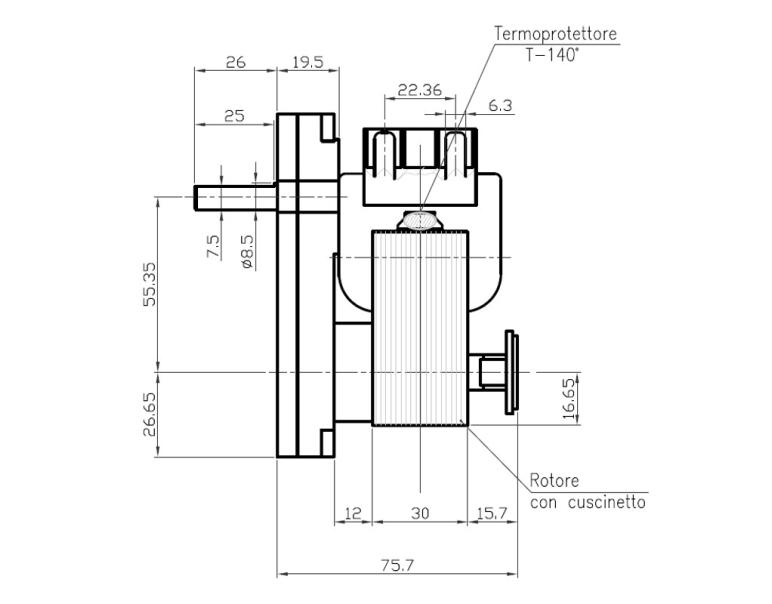 MOTORIDUTTORE KENTA mod. K9115005 albero diametro 8,5mm RPM 1,5 giri/minuto