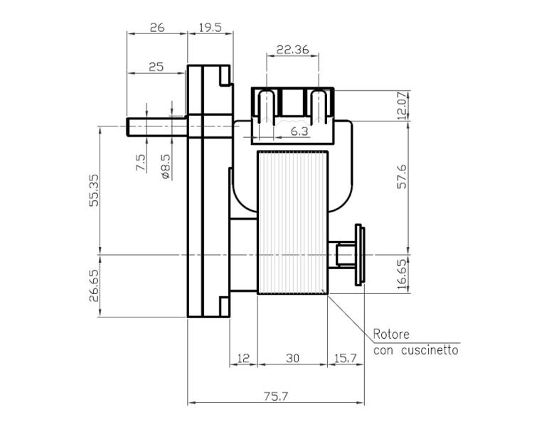 MOTORIDUTTORE KENTA mod. K9115062 albero diametro 8,5mm RPM 2,0 giri/minuto