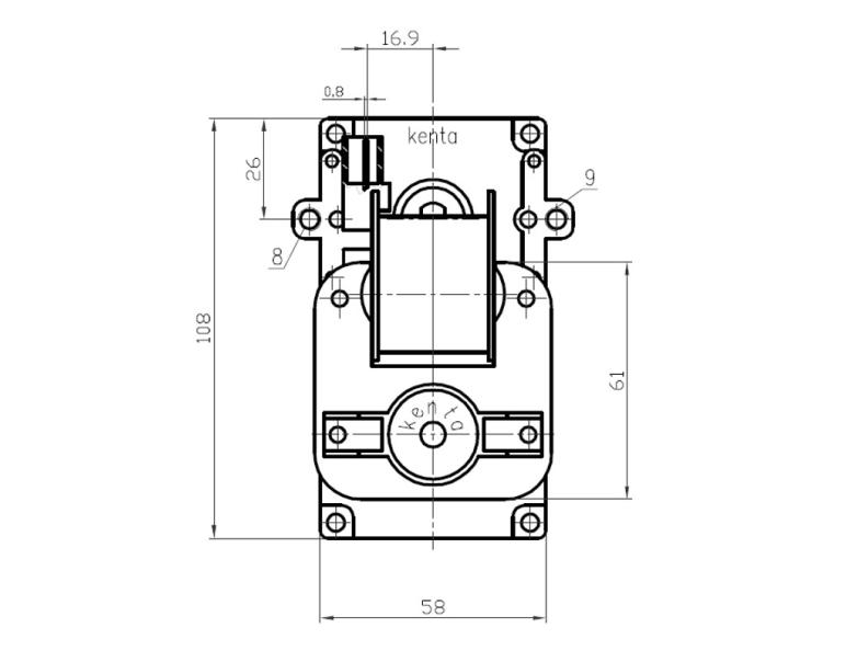 MOTORIDUTTORE KENTA mod. K9115101 albero diametro 8,5mm RPM 2,5 giri/minuto
