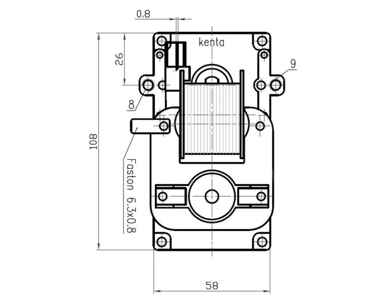 MOTORIDUTTORE KENTA mod. K9117153 albero cavo 8,5mm RPM 5,0 giri/minuto