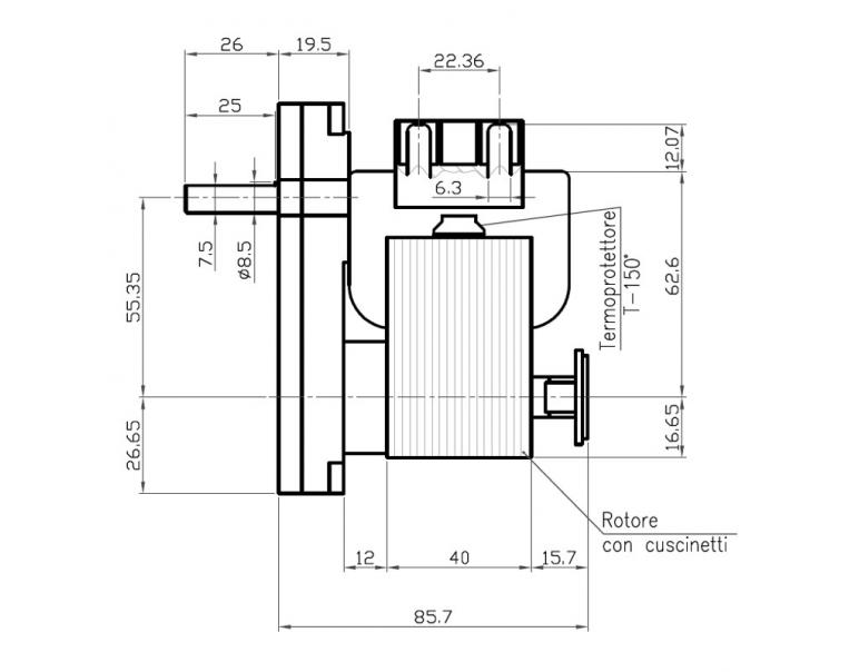 MOTORIDUTTORE KENTA mod. K9117156 albero diametro 8,5mm RPM 5,0 giri/minuto