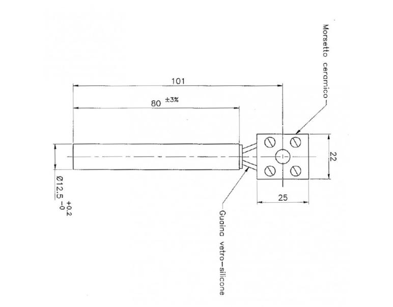 RESISTENZA CANDELETTA UTXM014781 diametro 12,5 x 101mm 300W 