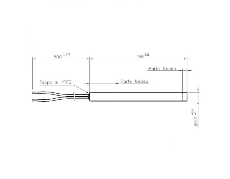 RESISTENZA CANDELETTA HT62685 diametro 9,9 x 155mm 300W
