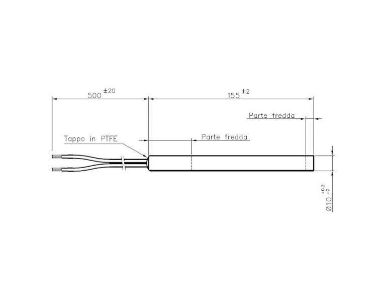 RESISTENZA CANDELETTA HT62687 diametro 10 x 155mm 300W