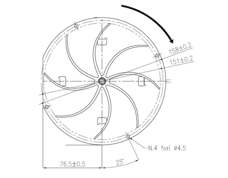 ESTRATTORE ASPIRATORE FUMI FANDIS PALA ALLUMINIO H 40mm
